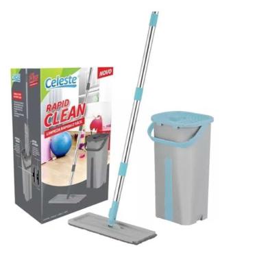 Imagem de Mop Flat Balde Rodo Multiuso Mop Wash And Dry Esfregao Flat Limpador