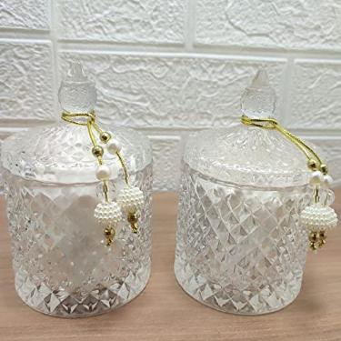 Imagem de Potiche Pote Decorativo Organizador Para Mesa Posta Cantinho Café Bomboniere Baleiro Açucareiro Porta Doces Decoração-Pote Multiuso-Decoração Casa-Cristal e Dourado