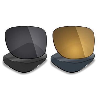 Imagem de Mryok 2 pares de lentes polarizadas de substituição para óculos de sol Oakley Holbrook OO9102 - Opções, Titânio prata e ouro bronze, One Size