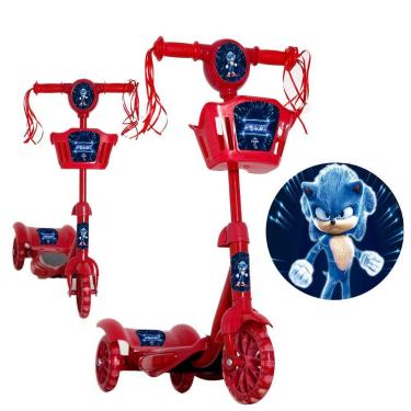 Imagem de Patinete Infantil Masculino Sonic Vermelho com Luz e Som - Toys 2U