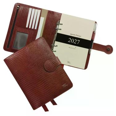 Imagem de Agenda Planner Couro 2027 126-R Personalizada Raffai Couros, Vermelho 