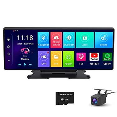 Imagem de Dash Cam Dashboard do carro, espelho retrovisor inteligente Android para carros, rede 4G, FHD 1080P 10 "tela de toque frontal e traseira dupla lente, WiFi, ADAS, navegação GPS, Bluetooth, monitoramento remoto por aplicativo móvel (cartão de memória de 64 GB incluído)
