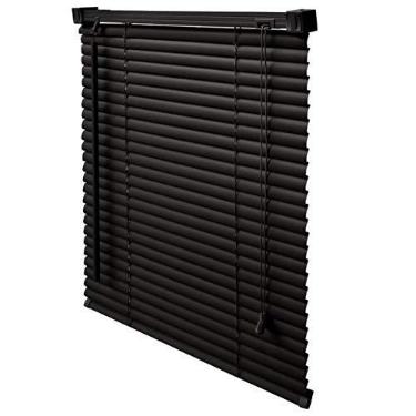 Imagem de Persiana Horizontal PVC Preta 140 (L) x 160 (A) Cortina Completa C/Kit de instalação 1,40 x 1,60