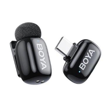 Imagem de BOYA Mini microfones sem fio para iPhone 15-17/Android/PC com plugue USB-C, cancelamento de ruído AI de 3 níveis, trocador de voz, bateria de 100 metros 6h para gravação de vídeo, podcast, entrevista