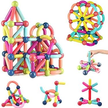 Imagem de Brastoy Blocos De Montar Magnético Brinquedo Educativo Infantil (128 Peças)
