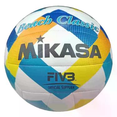 Imagem de Bola Oficial FIVB Mikasa De Vôlei De Praia Beach Classic, Azul, Branco