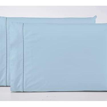 Imagem de Kit 2 Fronhas Avulsas Percal 400 Fios Ponto Palito 100% Algodão (Blue)
