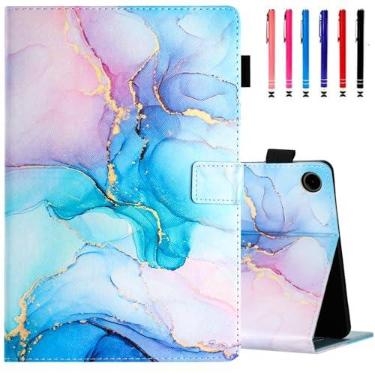Imagem de MonsDirect Capa para Samsung Galaxy Tab A9 + 11 polegadas 2023 (SM-X210/X216/X218), TPU + PU antiarranhões com capa protetora, despertar/hibernar automática e suporte de caneta para tablet Galaxy Tab