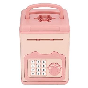 Imagem de Cofrinho Eletrônico Senha de Impressão Digital Dinheiro Mealheiro Lidar Com Design Slot de Moeda Superior Gerencie Dinheiro Com Papelão (Rosa)