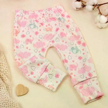 Imagem de Calça Para Bebês Tecido Macelin Estampadinho e Pé Reversível de 0 a 12