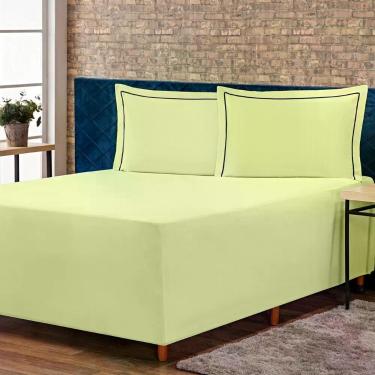 Imagem de Jogo De Lençol King Para Cama Box Conjugado Complet Verde Com Fronhas 03 Peças - Percal Algodão 140 Fios