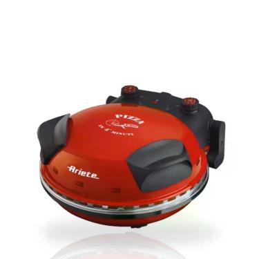 Imagem de Forno de Pizza Elétrico Ariete 909 1200W Pedra Refratária Antiaderente 32cm Vermelho 110V