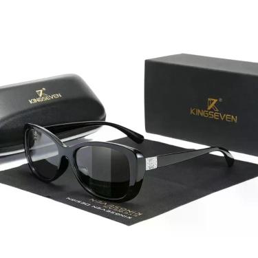 Imagem de Óculos De Sol Feminino Da Moda Polarizados Uv400 Lente Luxo Casual Preto Fotocromático