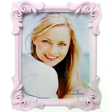 Imagem de Porta Retrato Moderno Moldura Mural Decorativa para Fotos 20X25CM com Design Sofisticado em Plástico Rosa