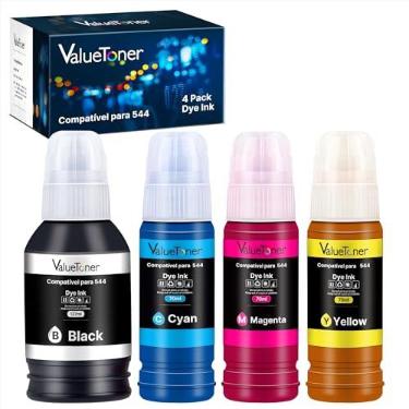 Imagem de Valuetoner Kit 4 Tintas Compatível para Epson 544 T544 para L3150 L3250 | Compatível com Impressoras Ecotank L1110, L1210, L3110, L3210, L3250, L3251, L5190, L5290 (4 Garrafas)