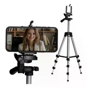 Imagem de Tripé Universal 1,02 Metros Alumínio Prata para Celular Smartphone e C