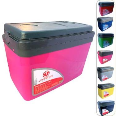 Imagem de Caixa térmica Cooler 15L Alça Tampa bandeja Floripa Unitermi Cerveja Água Suco Praia Churrasco (ROSA)