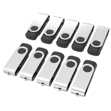 Imagem de Unidades flash USB Woolken de 4 GB, pacote com 10 chaveiros pretos - W