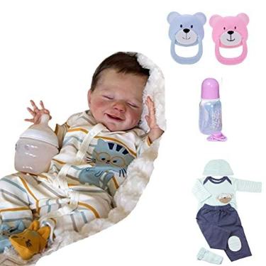 Imagem de Boneca reborn menina,22 polegadas bebê reborn de silicone,com 2 conjuntos roupas Bonecas realistas de bebê recém-nascido vinil de corpo inteiro macio realistaboneca renascida ,Boneca com roupas 5,menina