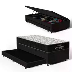 Cama Box Baú com Colchão de Espuma D45 Ortobom Airtech 150 Auxiliar Un