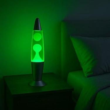 Imagem de Luminária De Mesa Lava Lamp Retrô Decorativa 7 Cores | Abajur Clássico com Efeito Bolhas 34cm 110V/220V – Luz Hipnotizante para Quarto e Sala (220v,Verde)