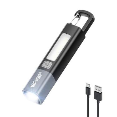 Imagem de Smiling Shark Lanterna G1, lanternas pequenas e brilhantes de LED recarregáveis, lúmens altos com luz lateral, gancho e zoom, mais brilhante, à prova d'água, luz de flash para emergências/acampamento