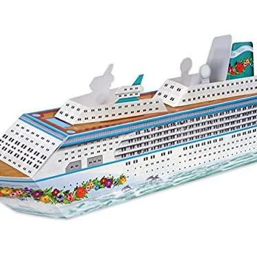 Imagem de Beistle Mesa de centro de cruzeiro 3D, 33,7 cm x 11,4 cm - em todo o mundo, artigos de festa Bon Voyage, decoração de mesa náutica