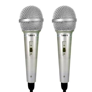 Imagem de 2 Microfones Prata Profissional com Fio para Igrejas Eventos