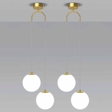 Imagem de Lâmpada Suspensa De Vidro Nórdico Luminárias Pendentes De Globo De 2 Cabeças Criativas Para Ilha De Cozinha Iluminação Suspensa De Ferro Lâmpada Suspensa De Cabeceir, Black, 1-Pack