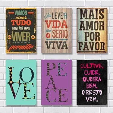 Imagem de R+ Adesivos Kit com 6 Placas em MDF - Frases Motivacionais - 20x30cm
