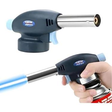 Imagem de Maçarico Culinário Profissional, Acendedor Automático para Cozinha, Chama Ajustável, Azul e Preto