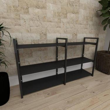 Imagem de Mini estante industrial para sala aço cor preto prateleiras 30 cm cor 