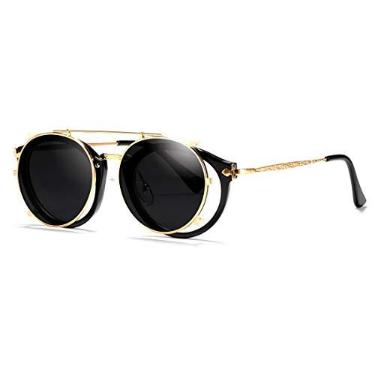 Imagem de Óculos de Sol FLIP KDEAM Redondo com Proteção Uv400 Alta Moda Estilo Flip-On Clipe na Lente (C3)