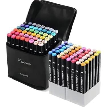 Imagem de Kit 36 Canetinhas Coloridas Touch Com Ponta Dupla e Estojo Canetas Marcadores Coloridos Para Desenho Colorir Livros Ilustrar Pintura Escola Escolar