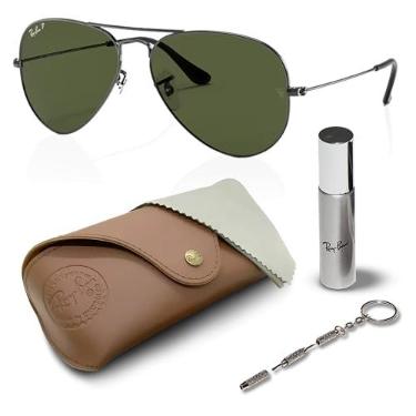 Imagem de Ray-Ban RB3025 Óculos de sol clássicos polarizados em forma de aviador com kit de óculos – protetores de nariz ajustáveis – Óculos de sol retrô formais e casuais ideais, Cinza (004/58 | 62 mm)