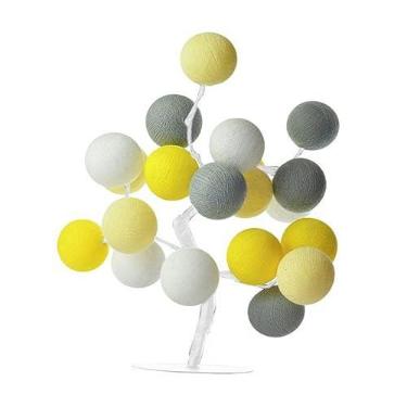Imagem de Árvore de Luz Luminária de Mesa Abajur LED Bonsai Luz Decorativa com bolinhas Modelo Amarelo Candy E Branco Roma