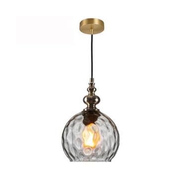Imagem de LOTREE Luminária pendente de bola de vidro transparente industrial retrô globo de vidro com acabamento metálico prateado luminária suspensa para casa de fazenda cozinha ilha quarto (transparente)