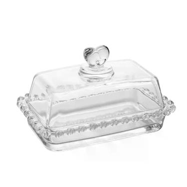 Imagem de Manteigueira Porta Manteiga Cristal com Tampa Transparente Coração 17x