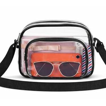 Imagem de Oraben Bolsa carteiro transparente aprovada para estádios, bolsa transparente transversal para trabalho, treino, esportes, Preto, Large