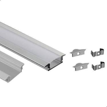 Imagem de Perfil De Led Embutir 24mm Slim 2m De Aluminio Para Gesso - Vled