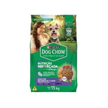 Imagem de Purina Dog Chow Ração Dog Chow Adulto Longevidade 7+ Frango E Arroz - 15Kg Purina Idosos - Sabor Frango
