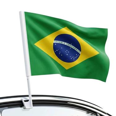 Imagem de Kit 24 Bandeirinhas Do Brasil Com Suporte Para Fixação Vidro De Carro 