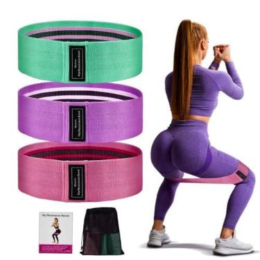 Imagem de Kit 3 Faixa Elástica Extra Forte Hip Band Resistance Mini Band Tecido Treino Exercicio Academia Em Casa Fitness Treino Perna Glúteos Musculação Yoga Fortalecimento Pilates Fisioterapia