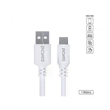 Imagem de Cabo Para Celular Usb A 2.0 Para Usb Tipo C 1 Metro Branco - Puacb-01