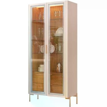 Imagem de Cristaleira De Jantar Bar Adega 02 Portas Tarsila D05 Off White Freijó