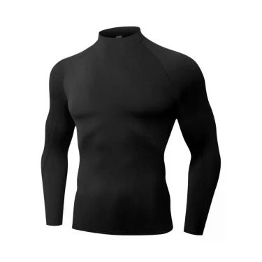 Imagem de Camiseta Térmica Masculina Slim Fit De Manga Longa Com Gola Alta E Com