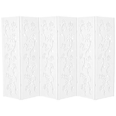 Imagem de Biombo Pintado Divisoria Separador de Ambiente MDF Preto ou Branco (Branco, 6 Floral)