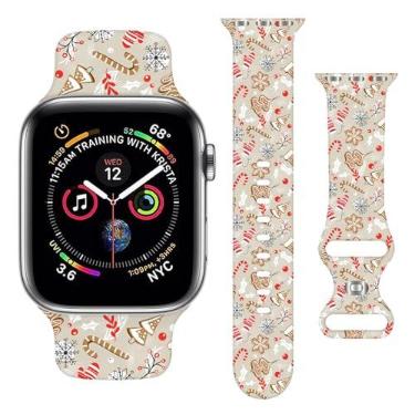 Imagem de Pulseira de Natal compatível com Apple Watch Ultra, séries 10, 9, 8, 7, 6, 5, 4, 3, 2 e 1 de 38 mm, 40 mm, 41 mm, 42 mm, 45 mm, 46 mm, 49 mm, SE, 38 0 mm, 40 mm, 40 mm, 41 mm, 41 mm, 44 mm, 46 mm, 2 e