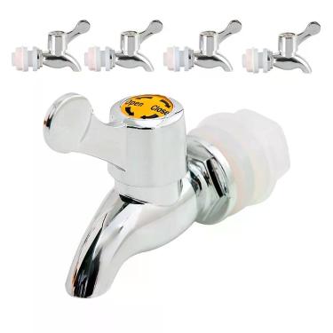 Imagem de Kit 5 Torneiras Para Suqueira Dispenser Plástico Prata Luxo Filtro Com Vedação