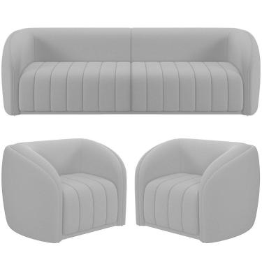 Imagem de Kit Sofá 4 Lugares Para Sala 252cm com 02 Poltronas Lazio M03 Veludo C
